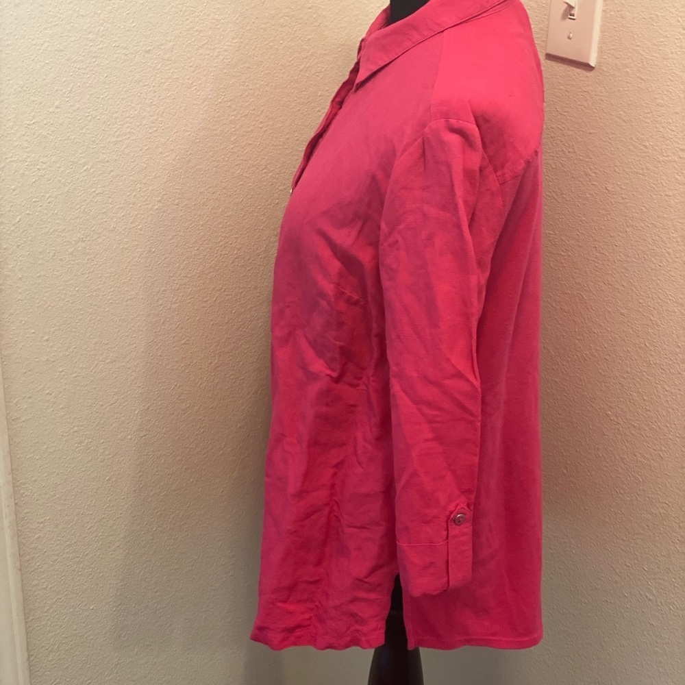 JM Collection Linen Button Top Shirt Blouse Tunic M - Picture 3 of 6